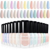 Morovan pastel macaron collection swatches on nails for spring looks.