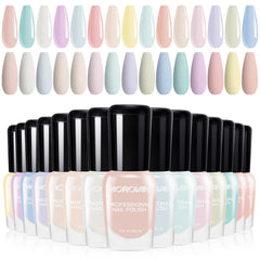 Morovan pastel macaron collection swatches on nails for spring looks.