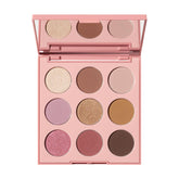 Morphe 9G Sunrise Glow palette open showcases warm neutrals for versatile daytime looks.