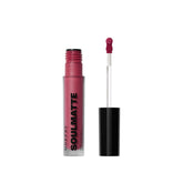 Morphe Soulmatte Velvet Lip Mousse application swatch shows bold color payoff.