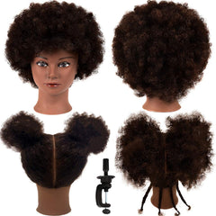 MORRIS 10-inch human hair training Afro head for braiding practice and beginners