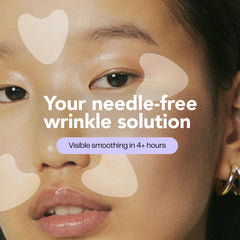 Morrow Beauty peptide-smoothing-wrinkle-patches on face ready for overnight smoothing