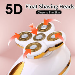 MOSAGO floating head highlights 5D design gliding over curves for smooth skin.