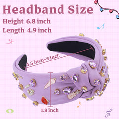 MOSOTECH music jeweled knotted headband red lip microphone rhinestones for concert looks
