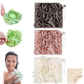 MOSYFEIBI washcloth-loofah combo holds bar soap for easy cleansing