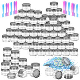 MotBach empty plastic containers with black lids offer compact, travel-friendly sample storage.