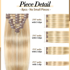 MOTFIN balayage clip-in extension pack offers sun-kissed color and dimension.