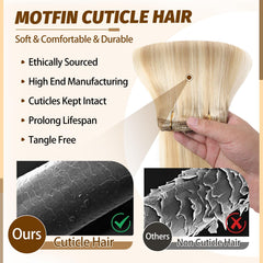 MOTFIN double-weft clips provide durable fullness with reduced shedding.