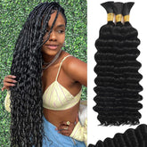 MOTFIN human braiding hair 20in deep wave bundle pack for versatile boho styles