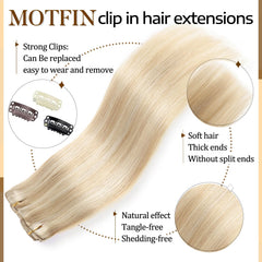 MOTFIN Remy hair close-up shows soft natural texture for seamless blending.