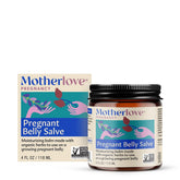 Motherlove Pregnant Belly Salve 4oz jar providing hydration for a growing belly.