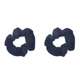 Motique Set2 navy solid scrunchies closeup - gentle hair-friendly stretch for everyday wear