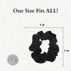 Motique solid scrunchies black in hair; secure, gentle hold with no pull