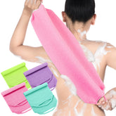 Moukeren back scrubber blue with handles for easy reach and gentle exfoliation.