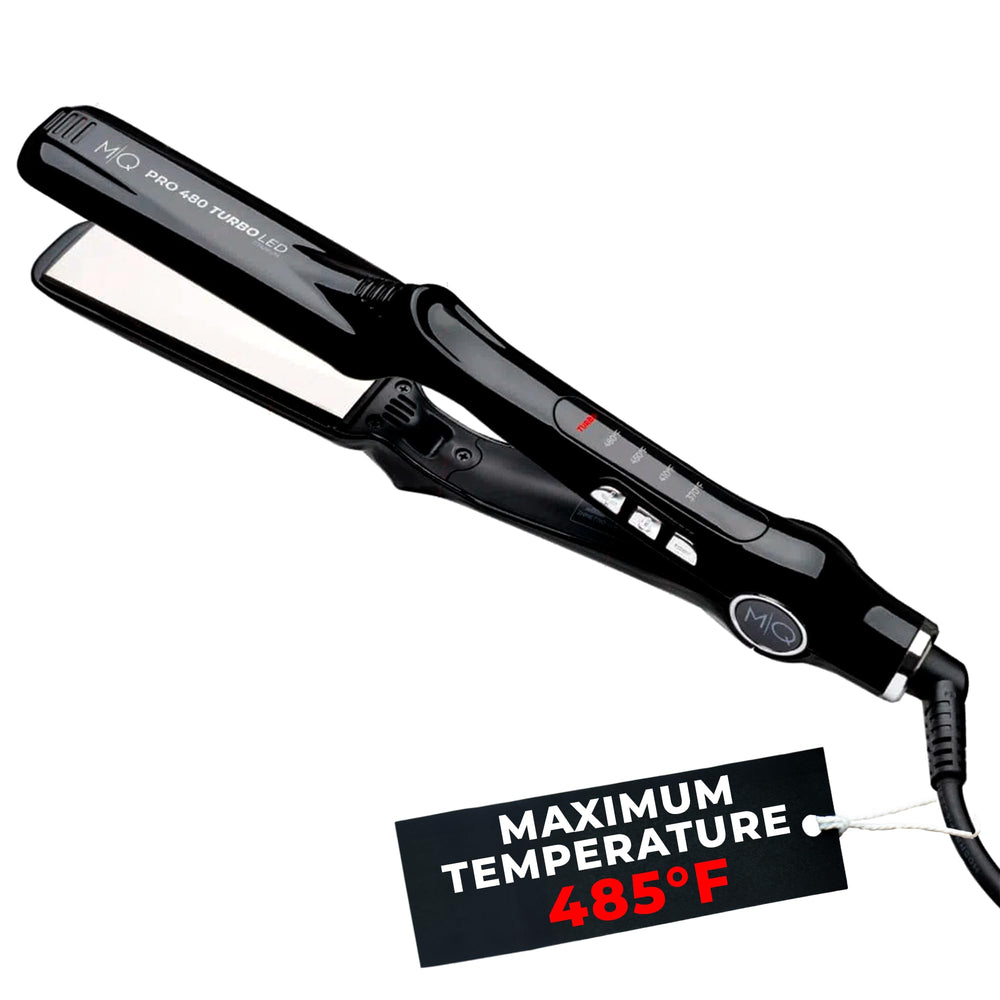 MQ Professional titanium flat iron 480turbo black for fast, frizz-free straightening