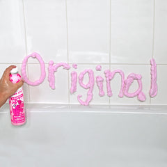 Mr. Bubble Original Foam Soap closeup lather highlights airy sculptable foam for playful shaping.