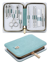 MR.GREEN manicure kit leather-case-open for portable grooming on the go
