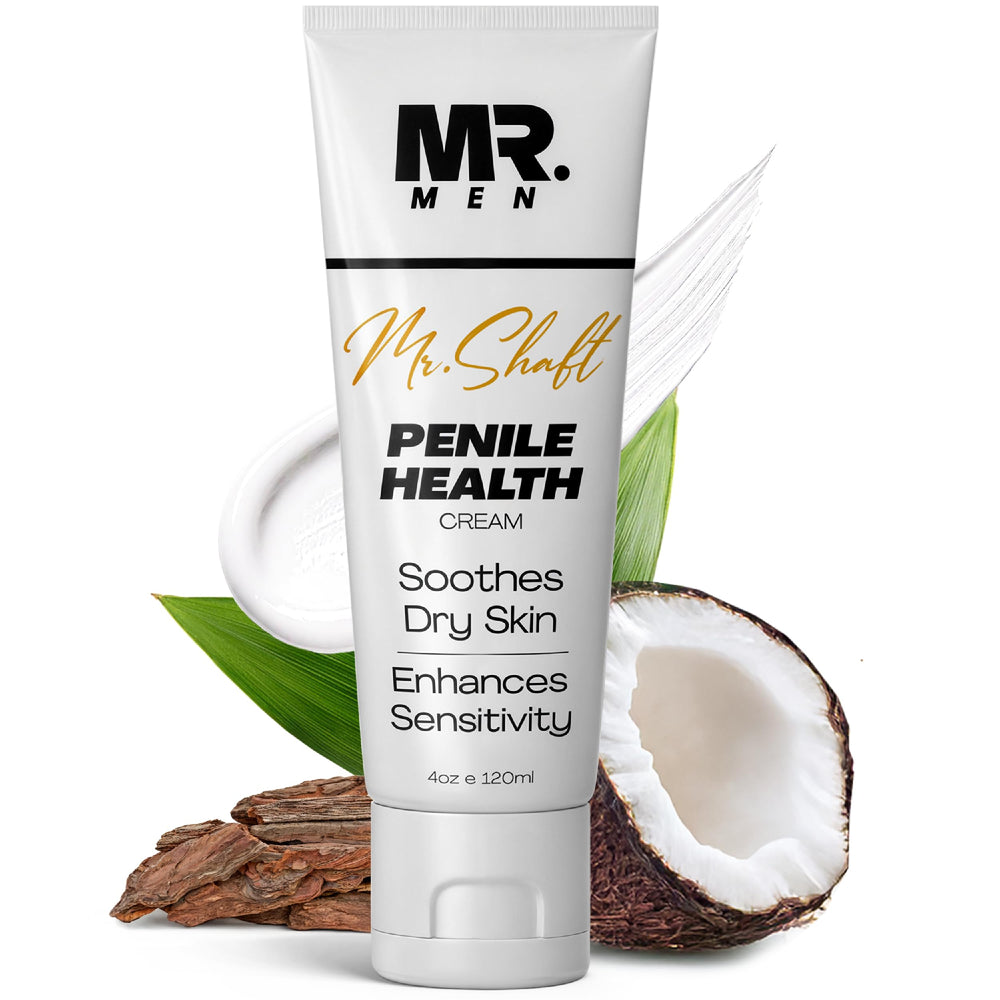 Mr. Men Premium Penile Cream bottle highlighting fragrance-free hydration for daily comfort.
