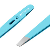 MR.GREEN Eyebrows Tweezers blue close-up showing precise tips for fine hairs