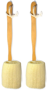 Mr.Cui'shop loofah back brush with wooden handle extends reach for hard-to-reach areas.