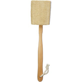 Mr.Cui'shop natural loofah back brush with wooden handle for thorough exfoliation.