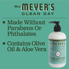 Cruelty-free Leaping Bunny logo on Mrs. Meyer's Basil product packaging