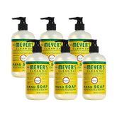 Mrs. Meyer's Clean Day Honeysuckle hand soap bottle with fragrant honeysuckle scent for daily cleansing.