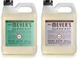 Mrs. Meyer's Clean Day Hand Soap Refill Lavender Basil bottle front shows refreshing garden scent