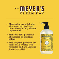 Mrs. Meyer's Clean Day Holiday Iowa Pine bottle delivers cozy scent for refreshing hand washing.