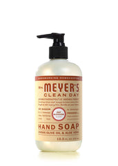 Mrs. Meyer's Clean Day Plumberry hand soap bottle delivers vibrant fruit aroma.