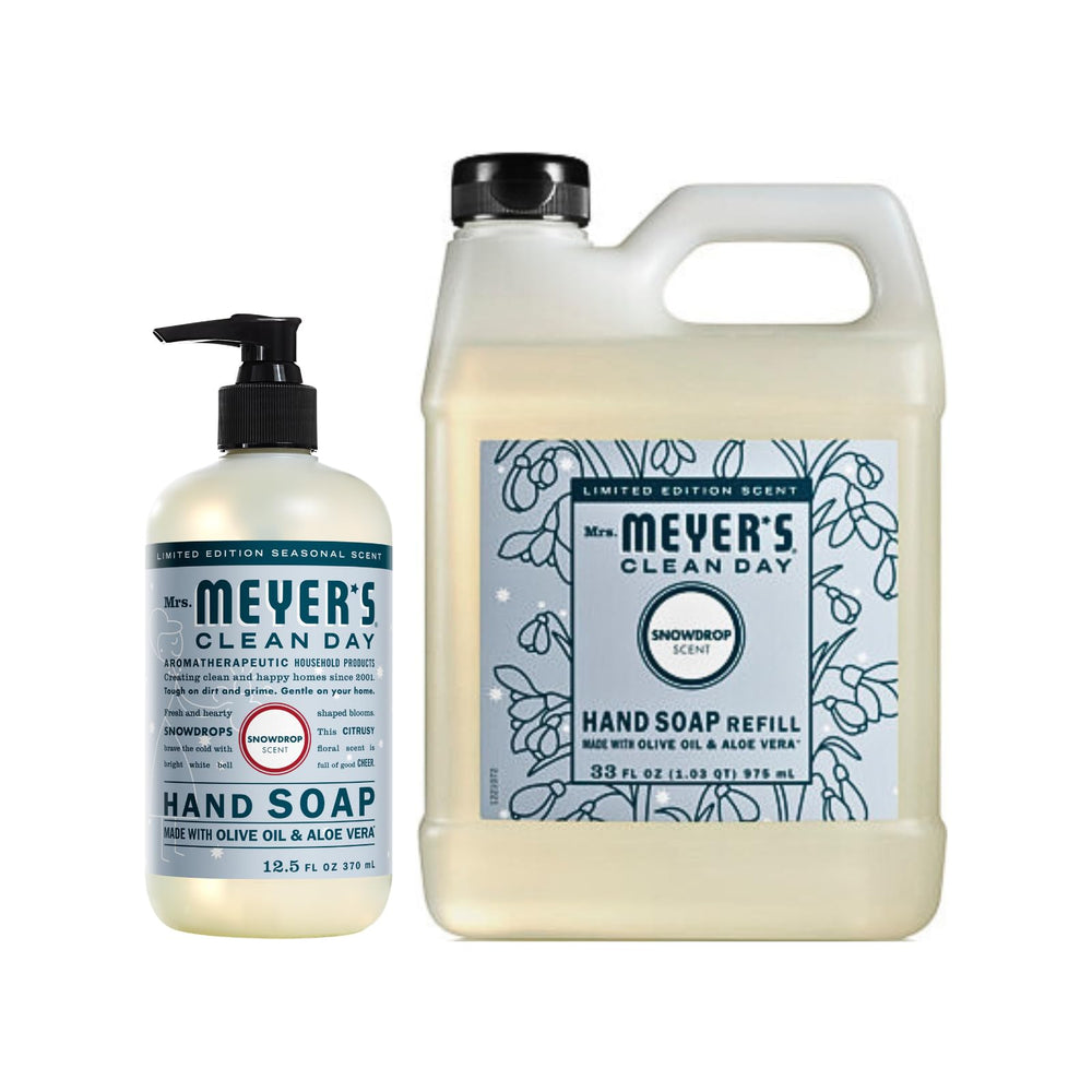Mrs. Meyer's Clean Day Snowdrop refill 33oz bottle for easy refills and less waste.