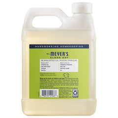 Mrs. Meyer's refill pouring into a 12 oz pump bottle showing easy transfer and reduced waste