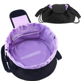 Mrsfox lay-flat drawstring makeup bag open view for easy access and organized cosmetics.