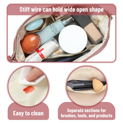 Ms. Pen aesthetic quilted makeup bag inside view showing roomy padded interior for essentials.
