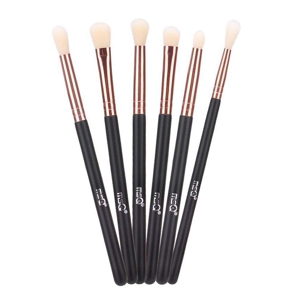 MSQ Eye Brush Set rose gold kit with slender wood handles for precise eye makeup application