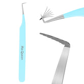 Ms.Queen lash tweezers with fiber tip 90-degree for secure lash pickup during extensions.