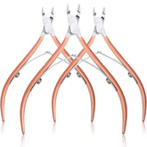 Mudder 3-pack cuticle nippers in rose gold for precise trimming.