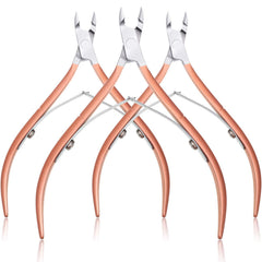 Mudder 3-pack cuticle nippers in rose gold for precise trimming.