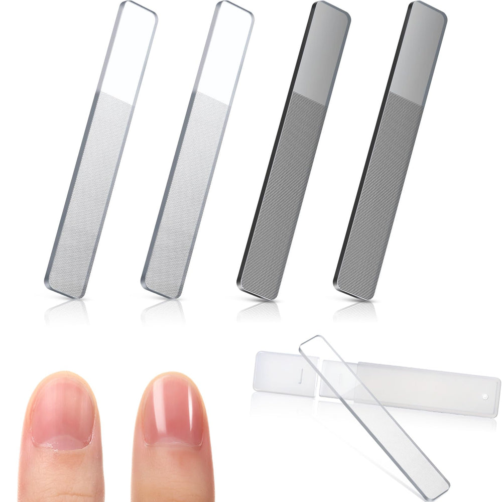Lima de uñas de cristal Mudder: conjunto de 4 piezas con estuche para viajar.