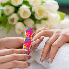 Mudder nail files strip-pattern for versatile double-sided filing.