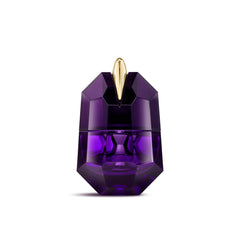 Mugler Alien bottle top view shows premium design and fragrance presence.