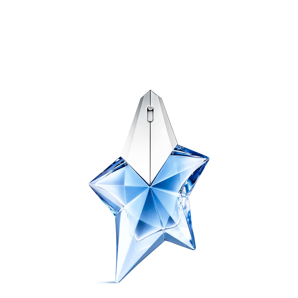 Mugler Angel bottle front view showcasing iconic star cap and premium fragrance.