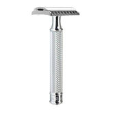 MÜHLE Traditional R41 chrome handle close-up for durable premium shave