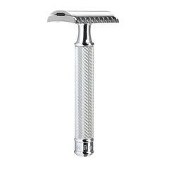 MÜHLE Traditional R41 chrome handle close-up for durable premium shave