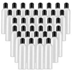 MUKLEI 40-pack 8oz bottles with disc top cap, travel-ready and reusable.