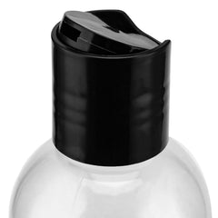 MUKLEI bottle with black disc top cap enables one-handed dispensing.