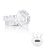 Mulutoo fan cups glue holder closeup showing precise v-shaped bases for fast lash mapping.