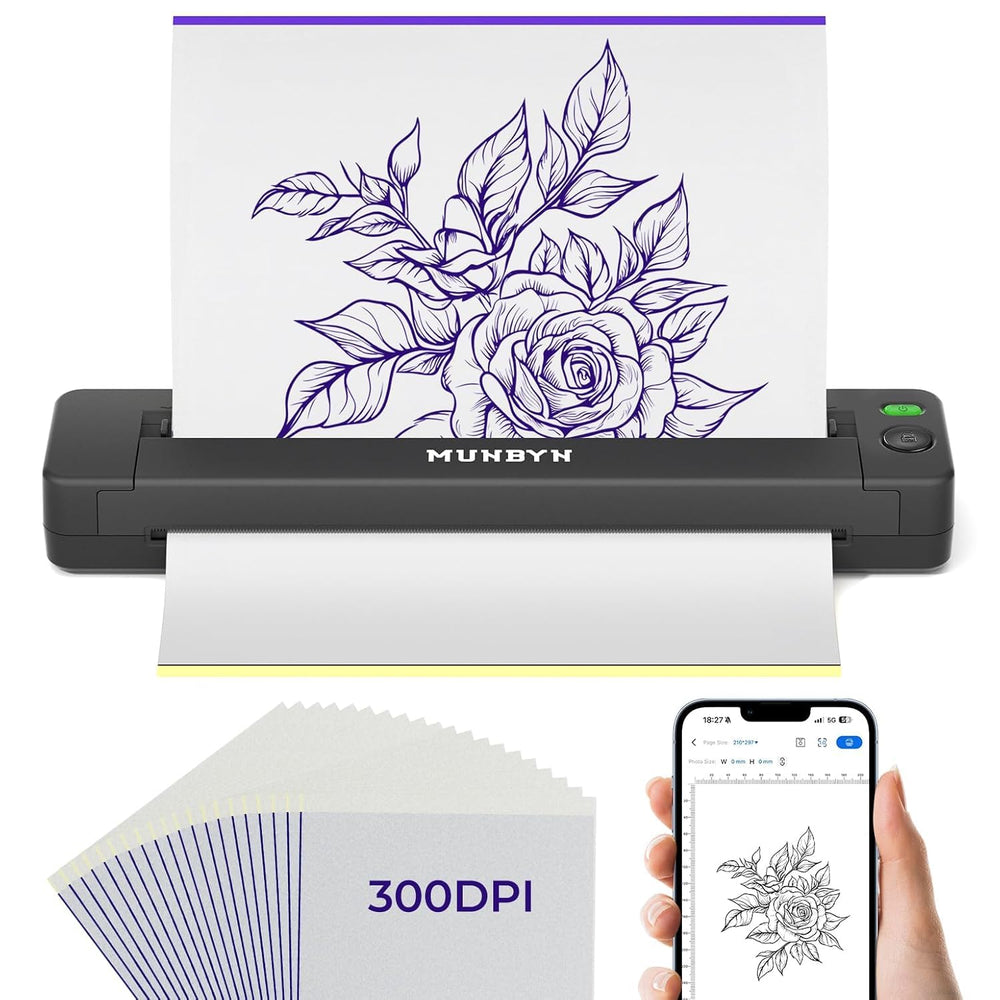 MUNBYN ITP06 front view tattoo stencil printer for studio and mobile work