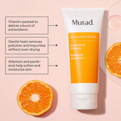 Murad Essential-C Cleanser foam-lather demonstrates gentle cleansing and refreshing feel.