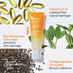 Murad Multi-Vitamin Clear Coat Sunscreen texture shows a sheer, non-greasy finish for all skin types